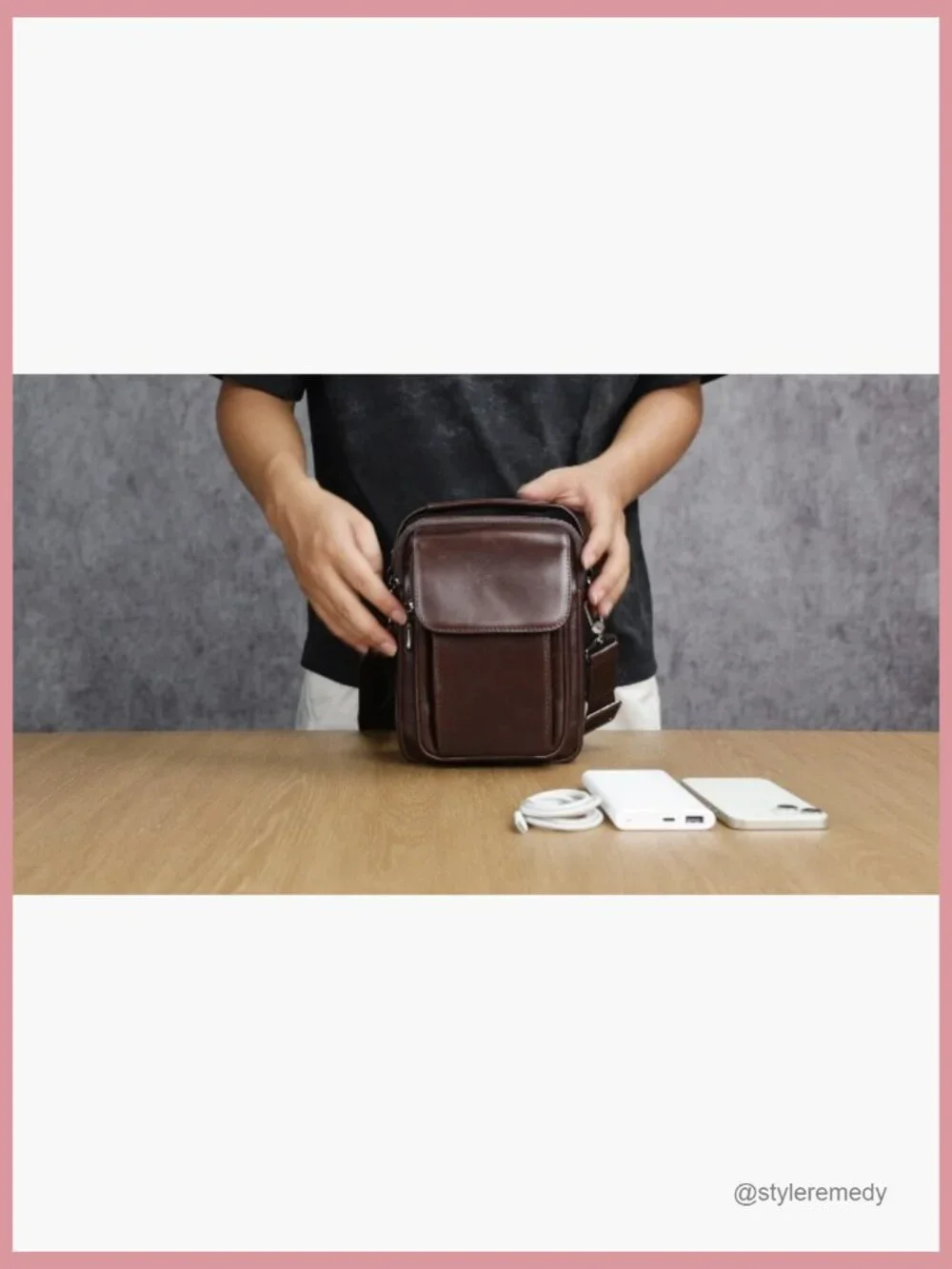 Genuine Leather Small Messenger Bag Crossbody Sling Shoulder Travel Daypack